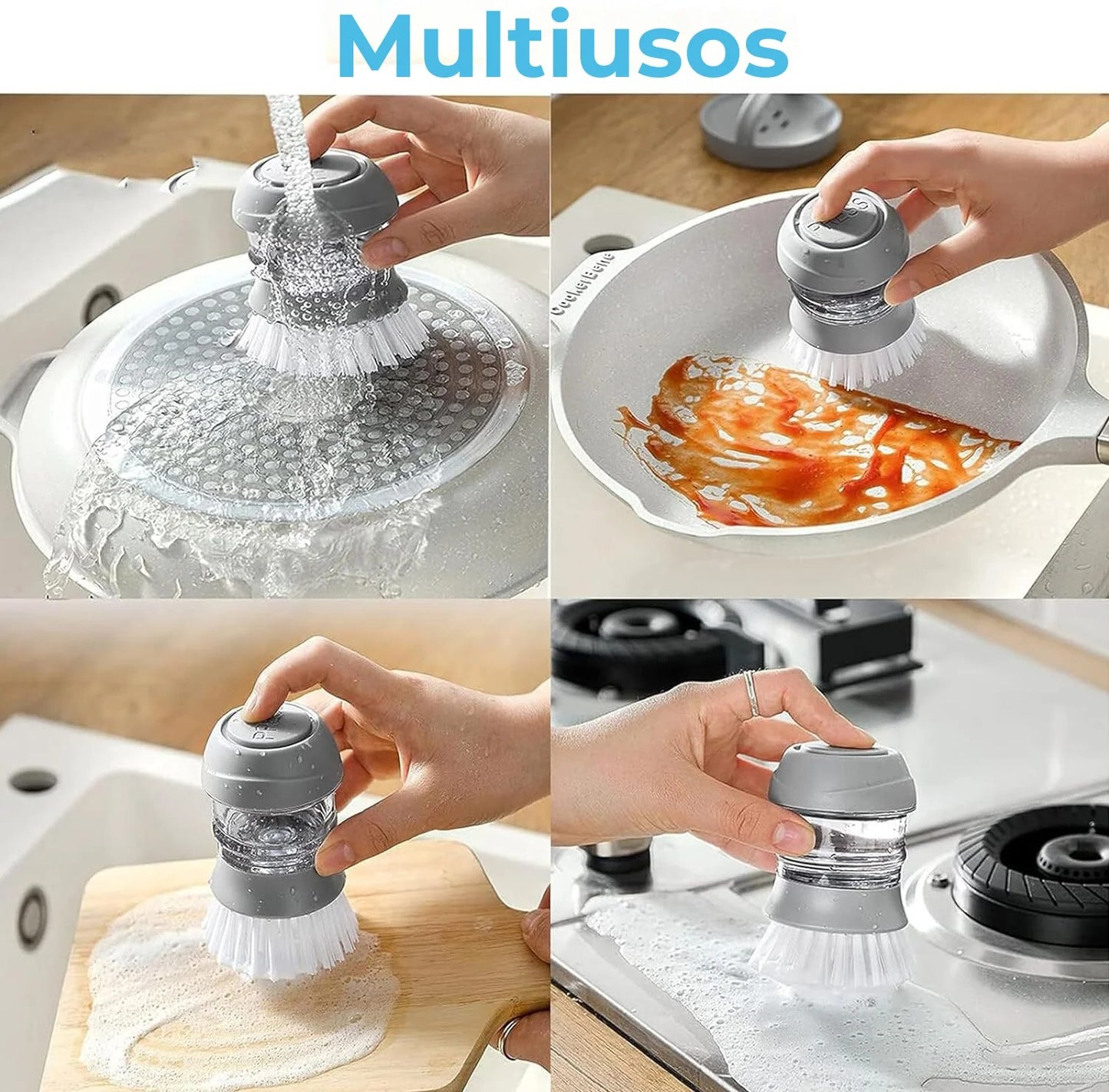 🧼✨ Cepillo con Dispensador de Jabón – Limpieza Fácil y Sin Desorden